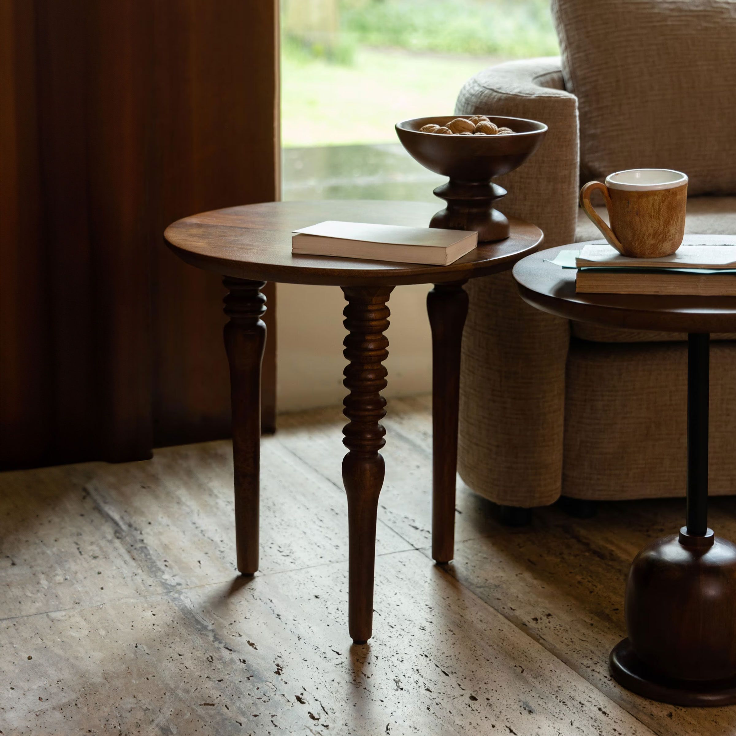 Ronde Bijzettafel Dutchbone Cove van Mangohout – 50 cm, Bruin