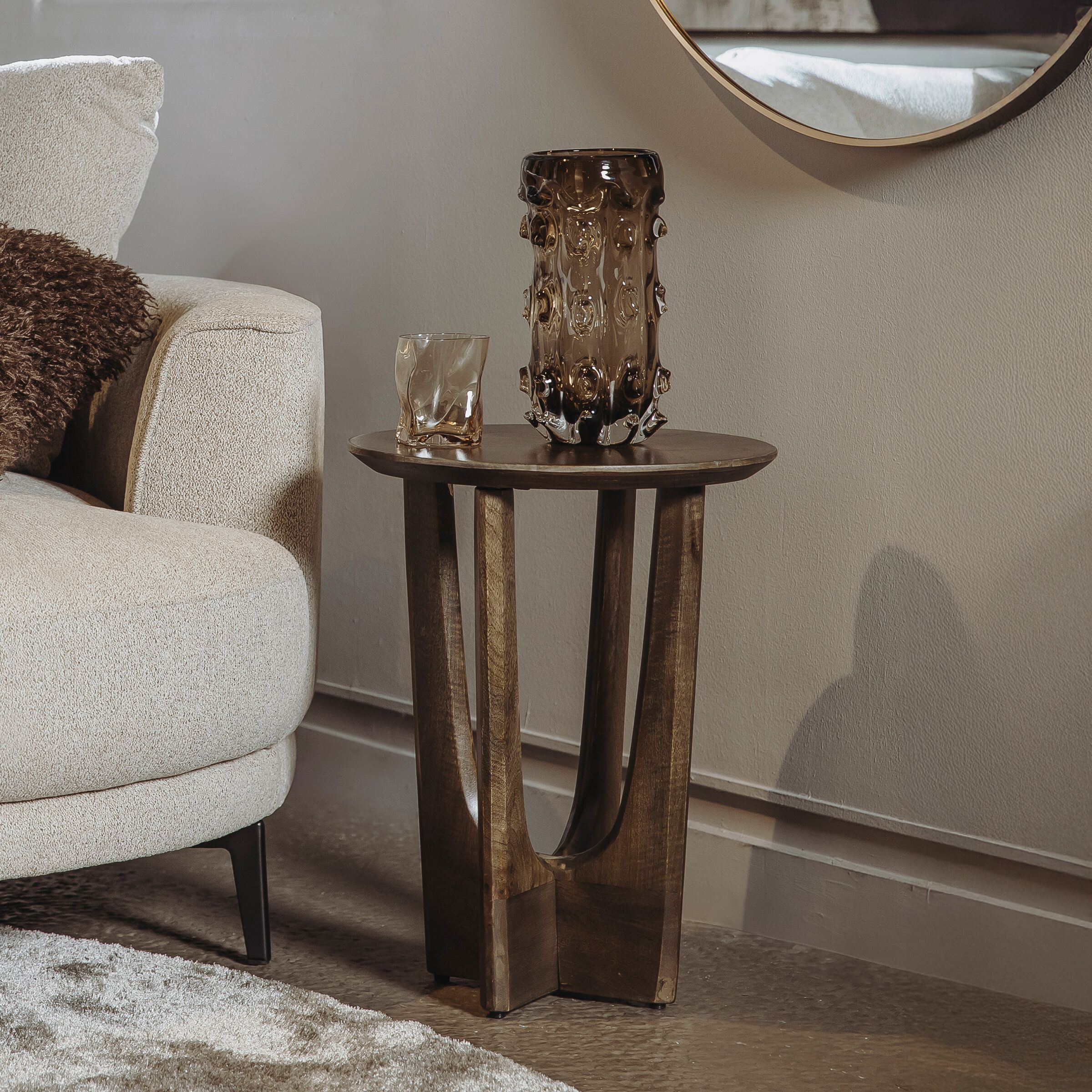 Ronde Bijzettafel Fermo van Tower Living – Mangohout, 40 cm
