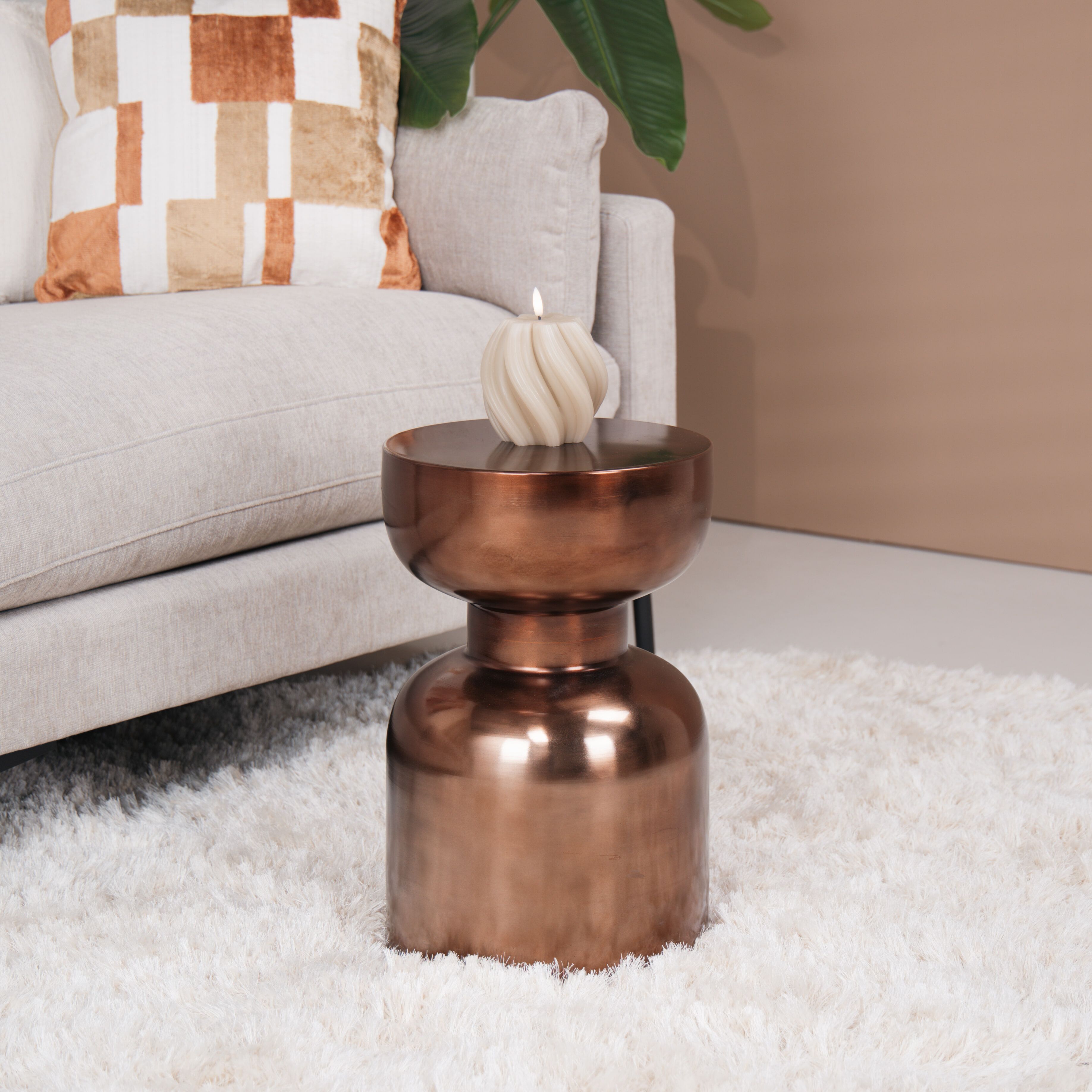 Ronde Bijzettafel Frits – 30 cm, glanzend brons van WOOOD