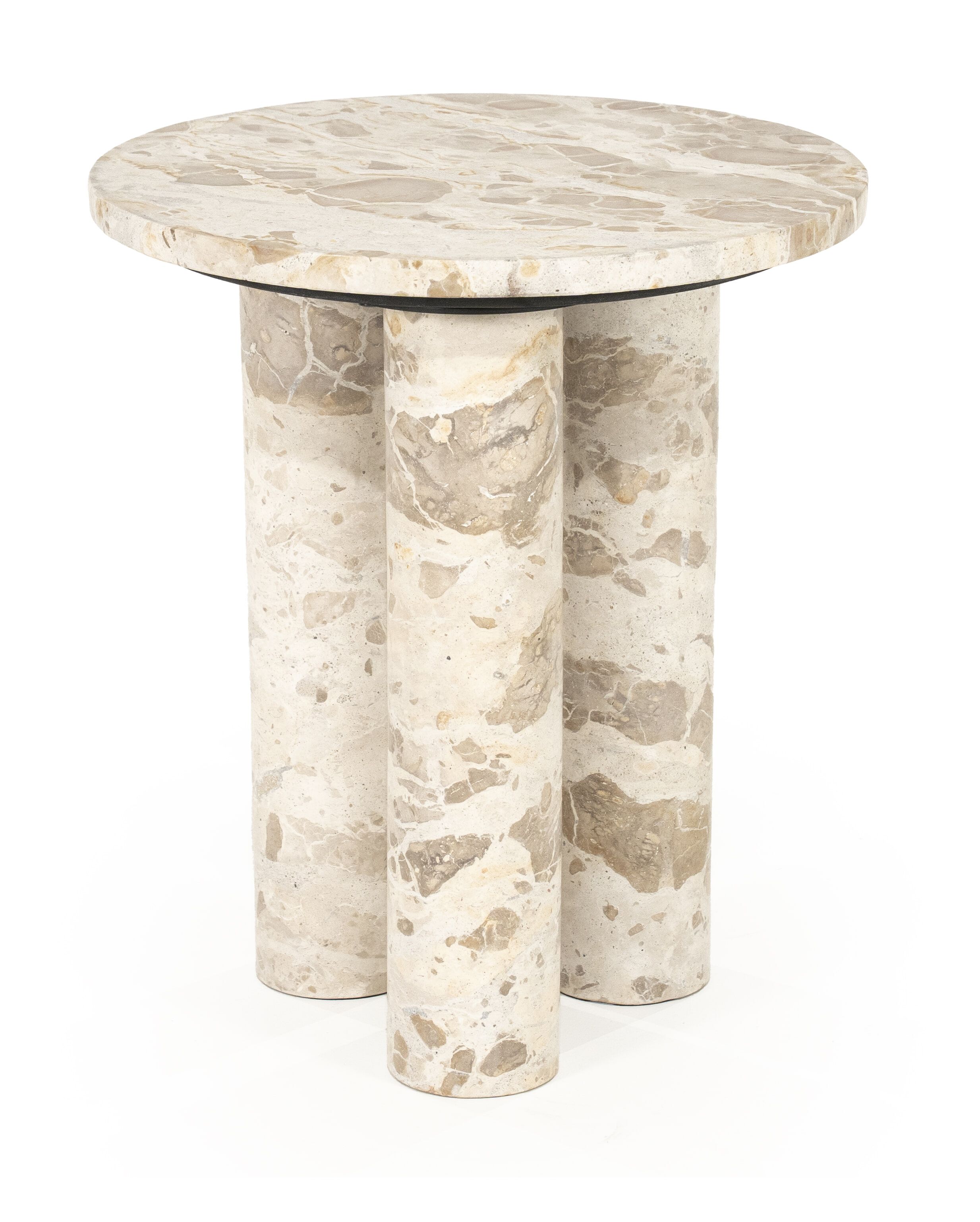 Ronde Bijzettafel Marmo van By‑Boo – Elegante Beige Marmeren Accent