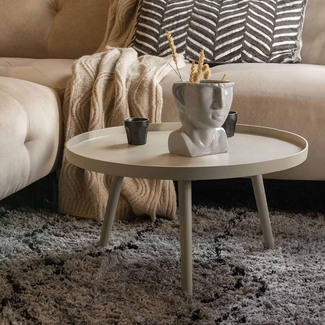 Ronde Bijzettafel Mesa Ø60 cm – Zand van WOOOD – Stijlvolle en Functionele Accent