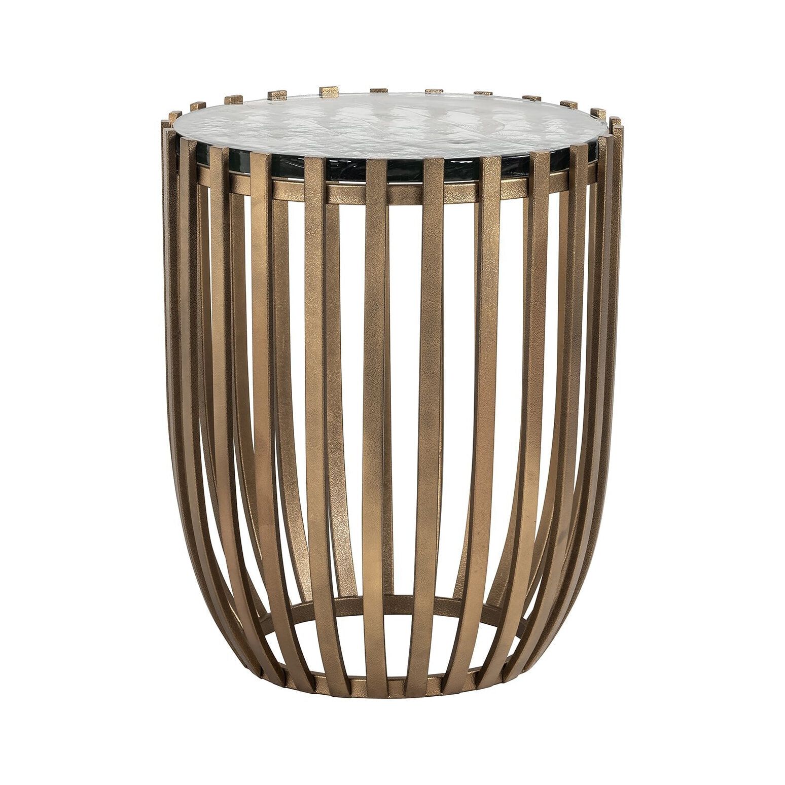 Ronde bijzettafel met gouden Volante glas – Richmond Interiors
