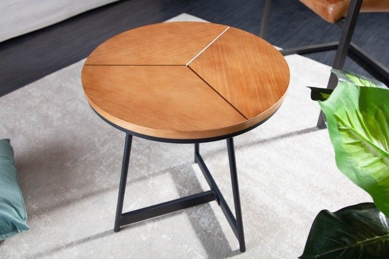 Ronde bijzettafel OAK Elegance 45 cm – Eiken blad, zwart metalen frame