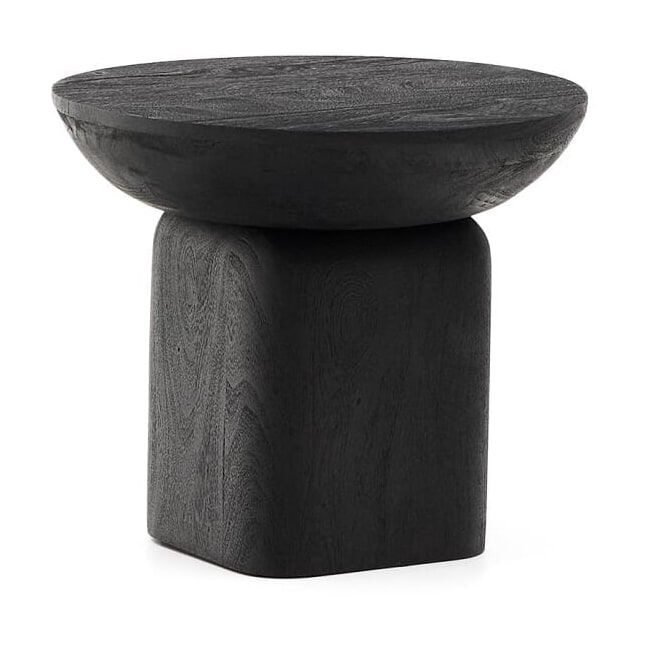 Ronde Bijzettafel Ovak van Kave Home – 50 cm, Zwart Acaciahout