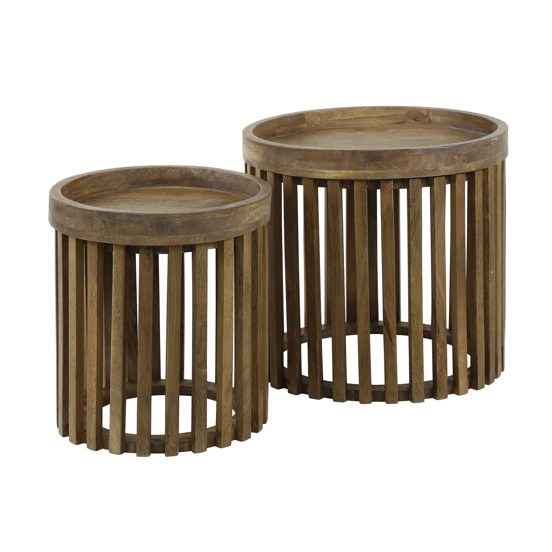 Ronde Bijzettafel Set “Tweak” van Zaloni – Massief Mangohout