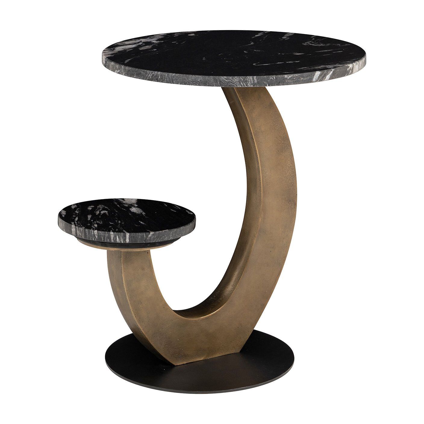 Ronde Bijzettafel Tibby – Marmer en Brushed Gold met Dubbele Bladen