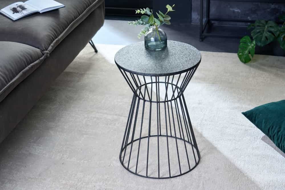 Ronde Bijzettafel VARIATION 45 cm – Zwart Metalen Frame, Handgemaakt Design