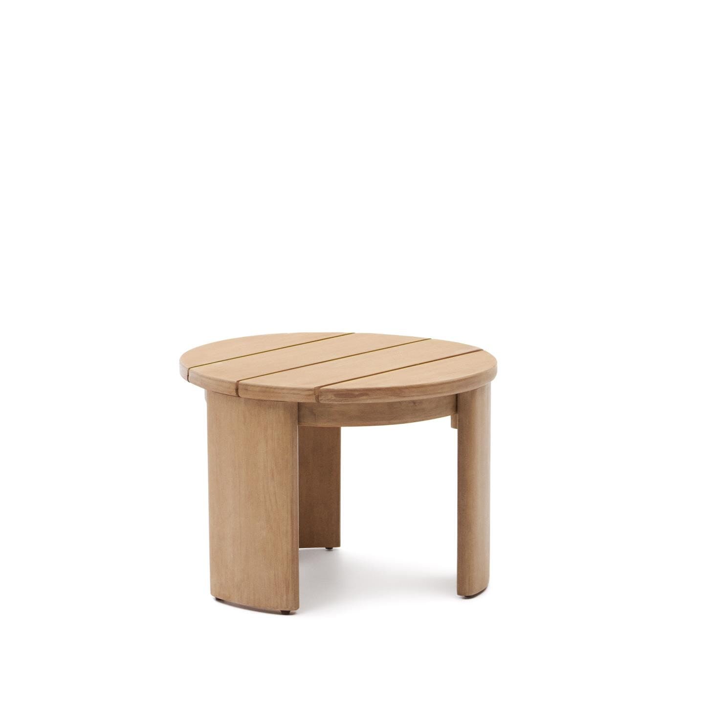 Ronde bijzettafel Xoriguer van Kave Home – massief eucalyptushout, 43 cm hoog