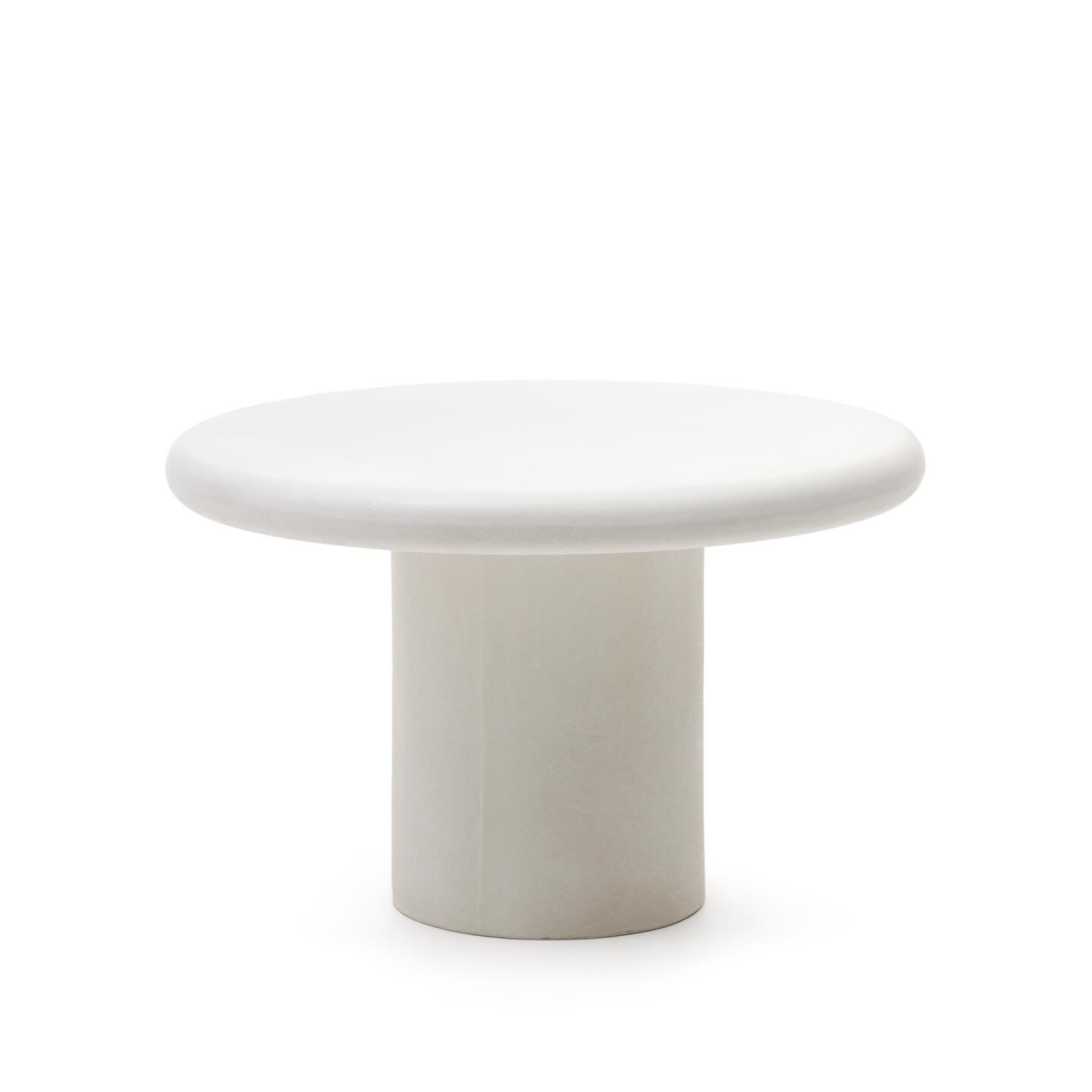 Ronde eettafel Addaia van Kave Home – 120 cm, wit cement, binnen & buiten