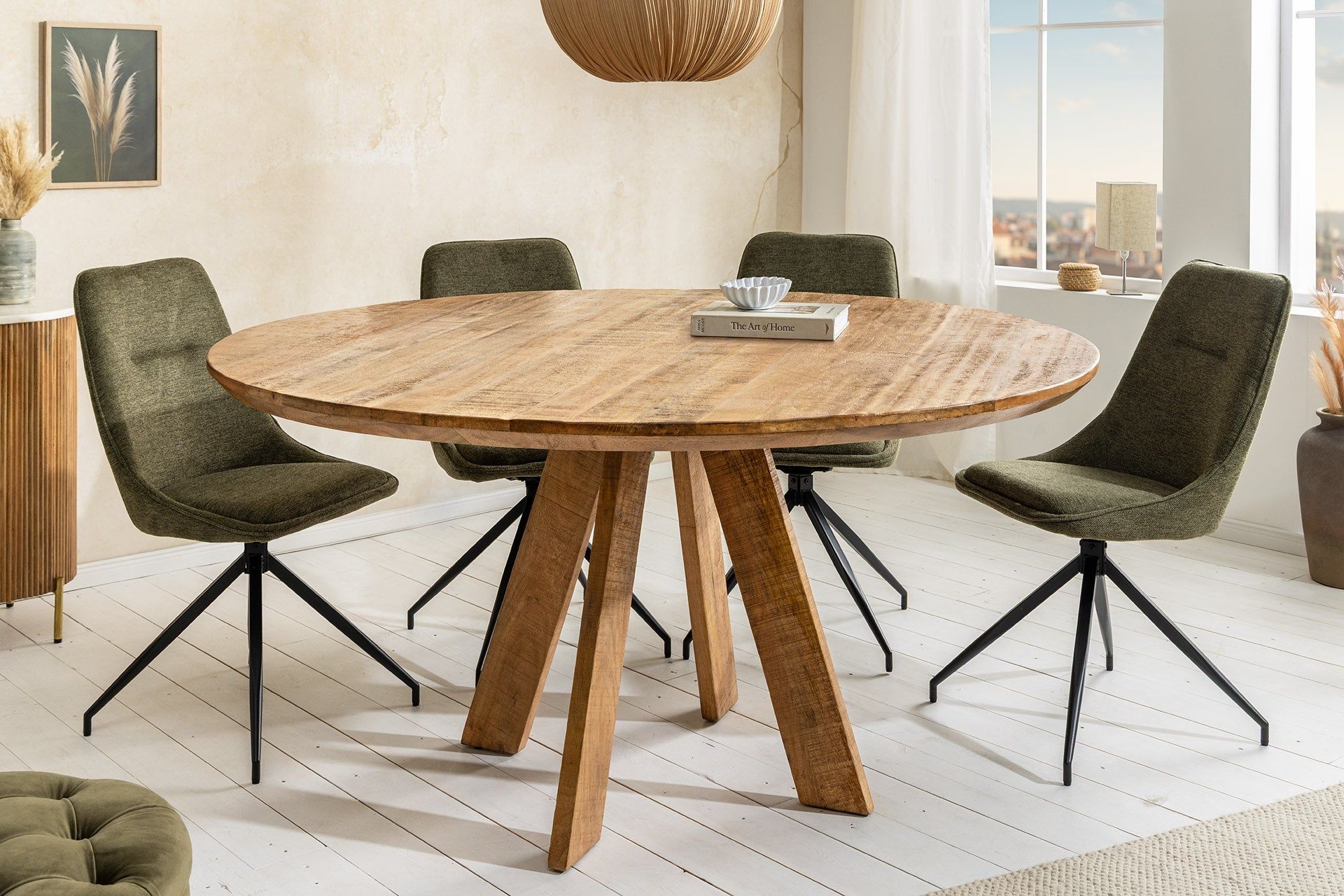 Ronde eettafel ART WOOD – 140 cm massief mangohout