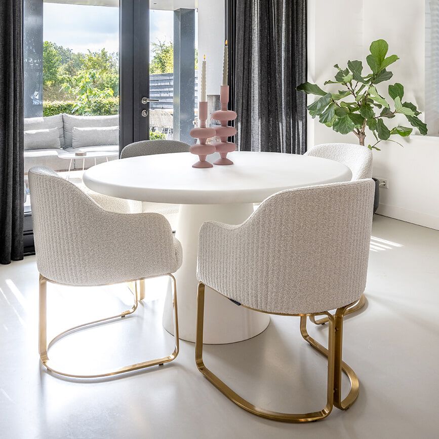 Ronde eettafel Bloomstone 130 cm – Modern wit design van Richmond Interiors