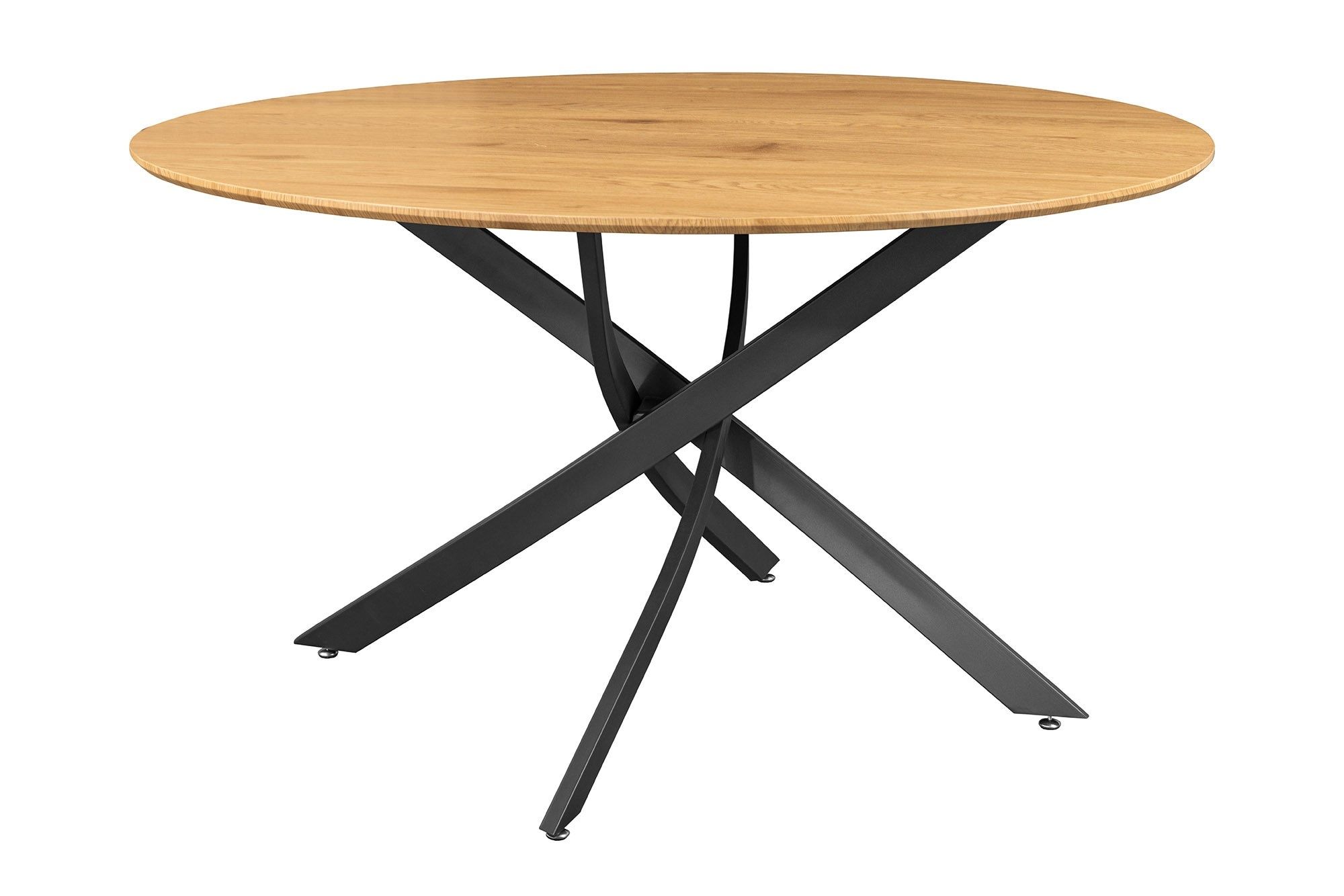 Ronde Eettafel Helix 120 cm – Natuurlijke eikenlook met strak zwart frame