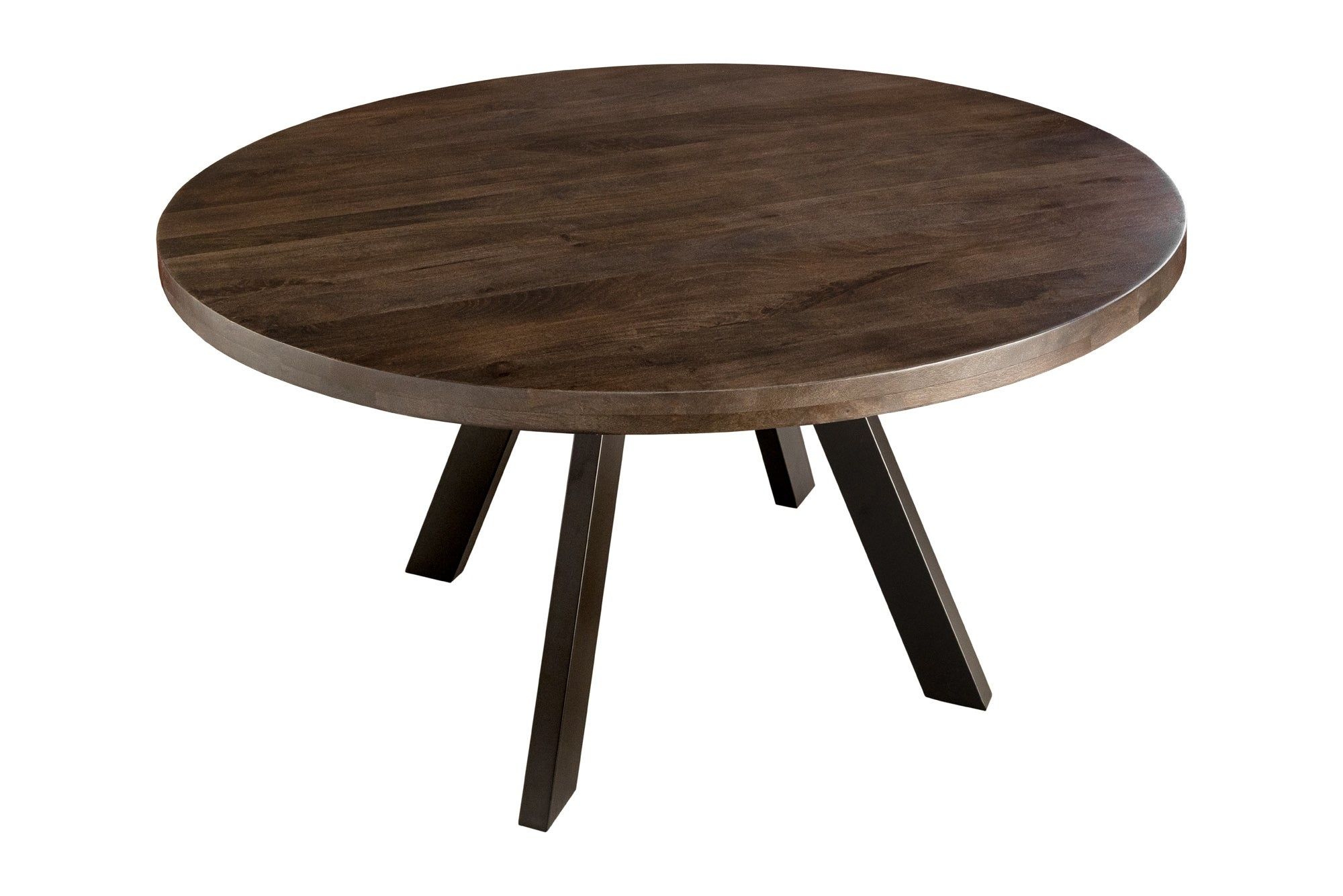 Ronde eettafel IRON CRAFT – 120 cm mangohout in taupe met zwarte poten