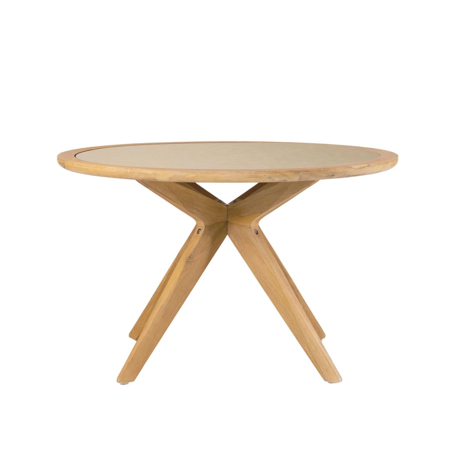 Ronde eettafel Julieta 120 cm – Massief acacia & polycement in beige