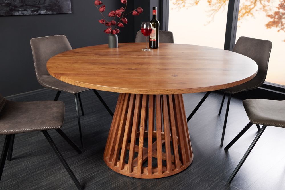 Ronde eettafel Maison Jade – 130 cm, massief acaciahout, tijdloos design