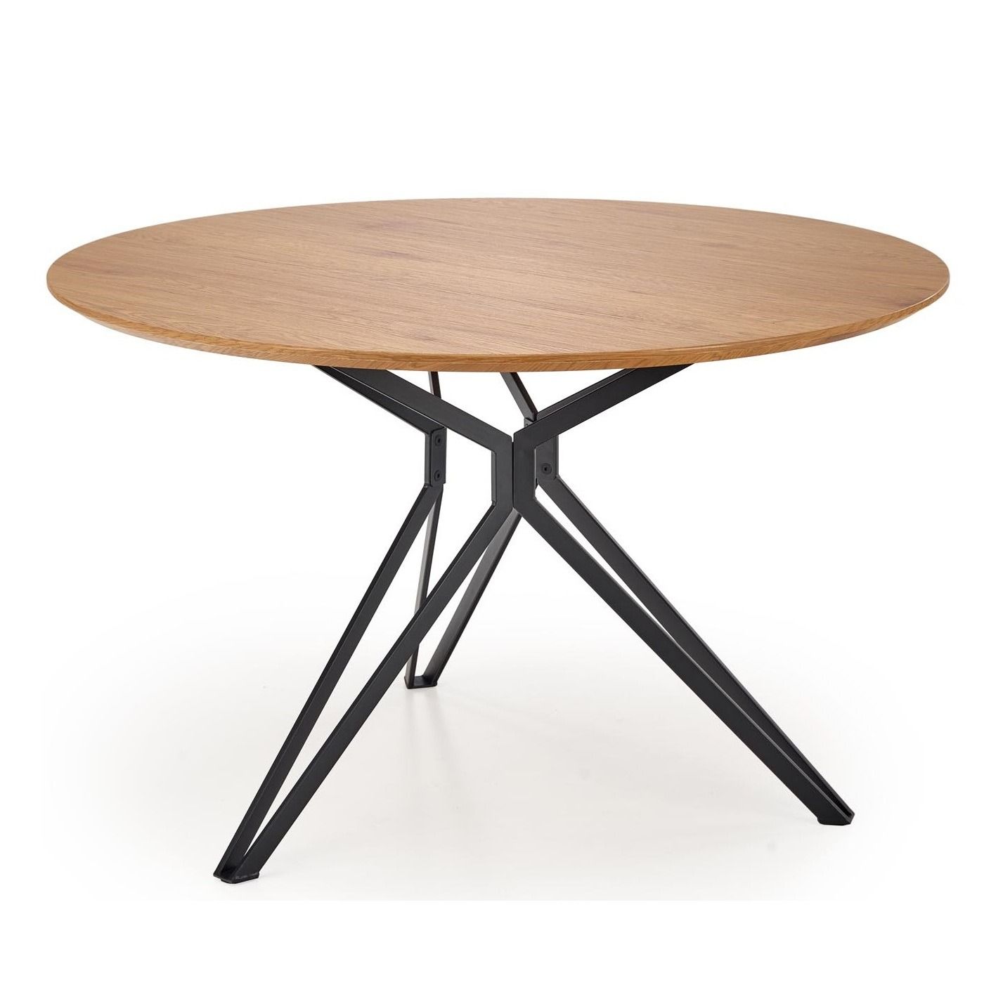 Ronde eettafel Pixel – stijlvol eiken met zwarte staalkappen, 120 cm