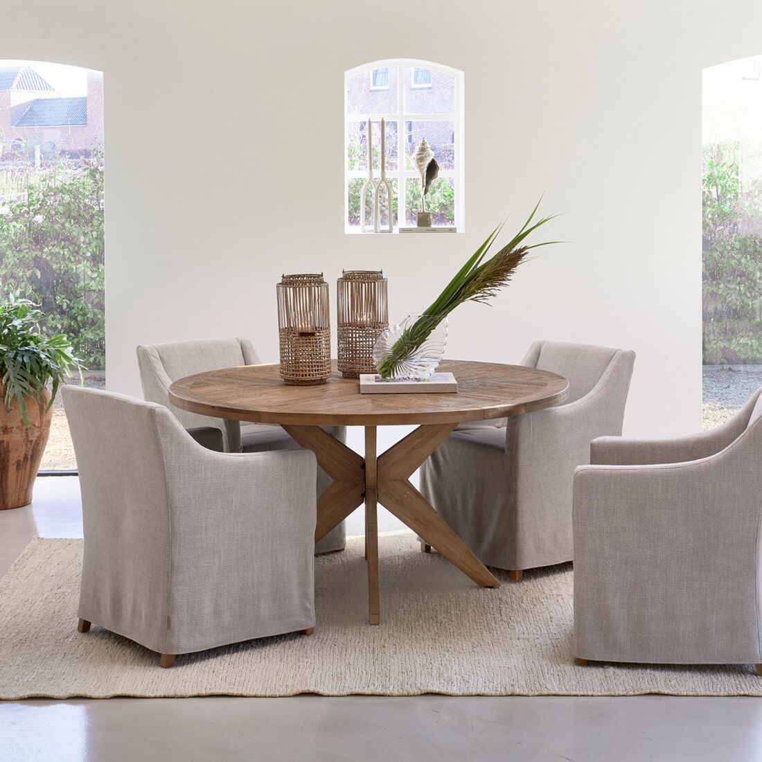Ronde eettafel Portland van Rivièra Maison – 150 cm, bruine eikenlook