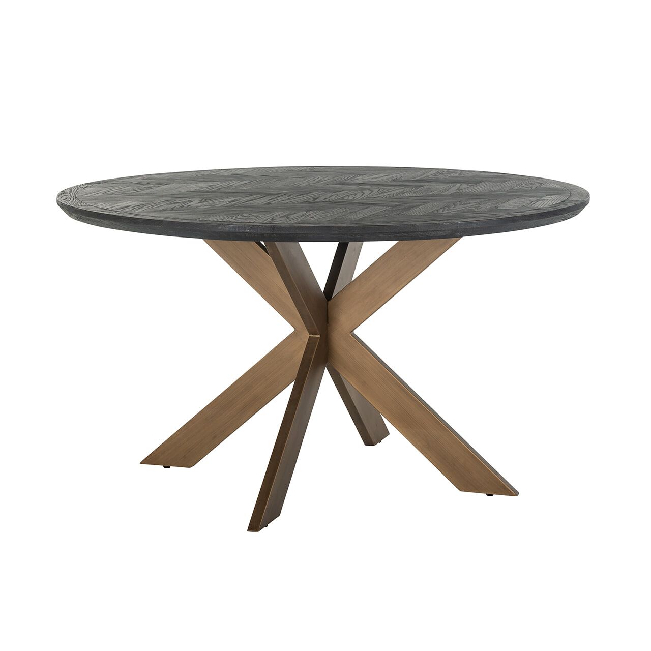 Ronde eettafel Richmond Blackbone Brass – Elegante 140 cm tafel in zwart