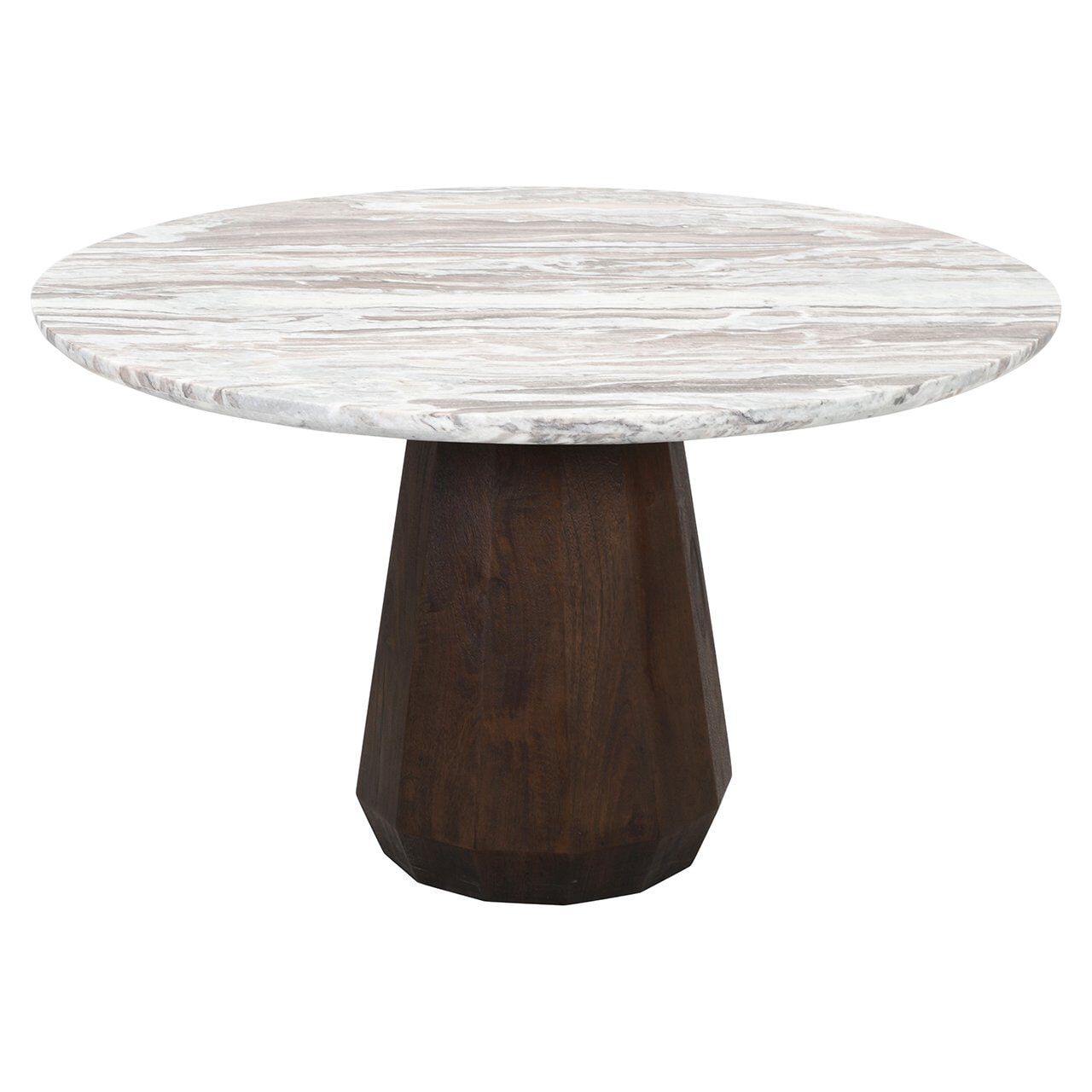 Ronde eettafel Richmond Oberoy – luxe marmer en mangohout, 130 cm