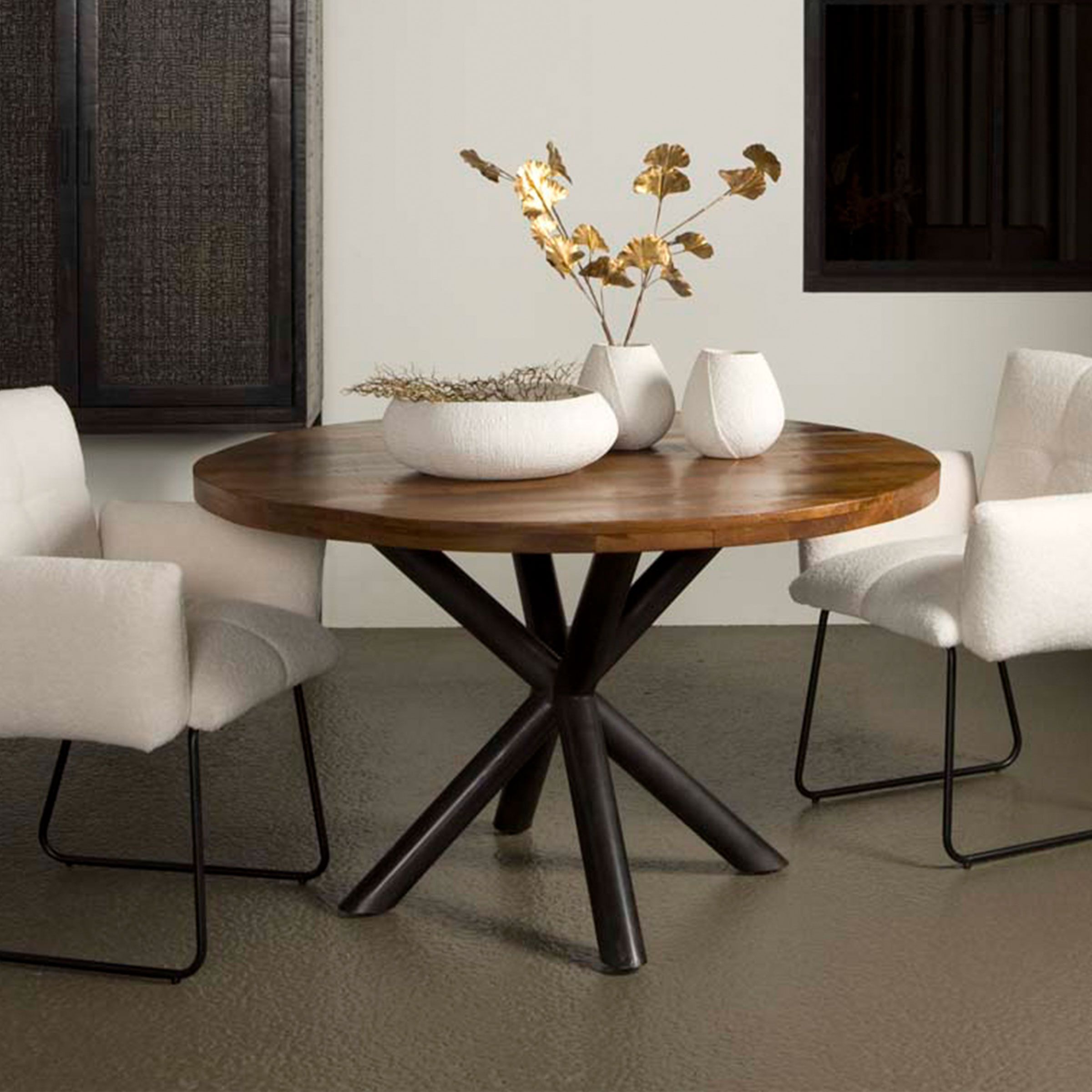 Ronde eettafel Selva van Tower Living – Mangohout Ø130 cm in Naturel