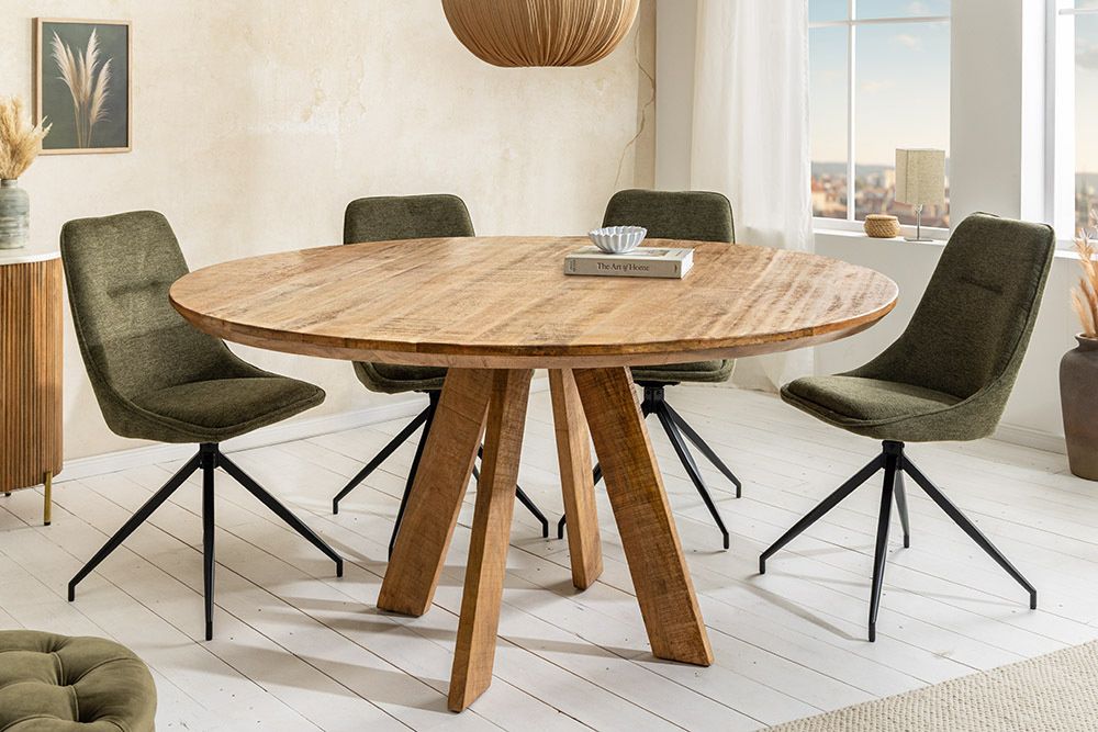 Ronde eettafel van massief mangohout – 120 cm, warm bruin – Invicta Interior