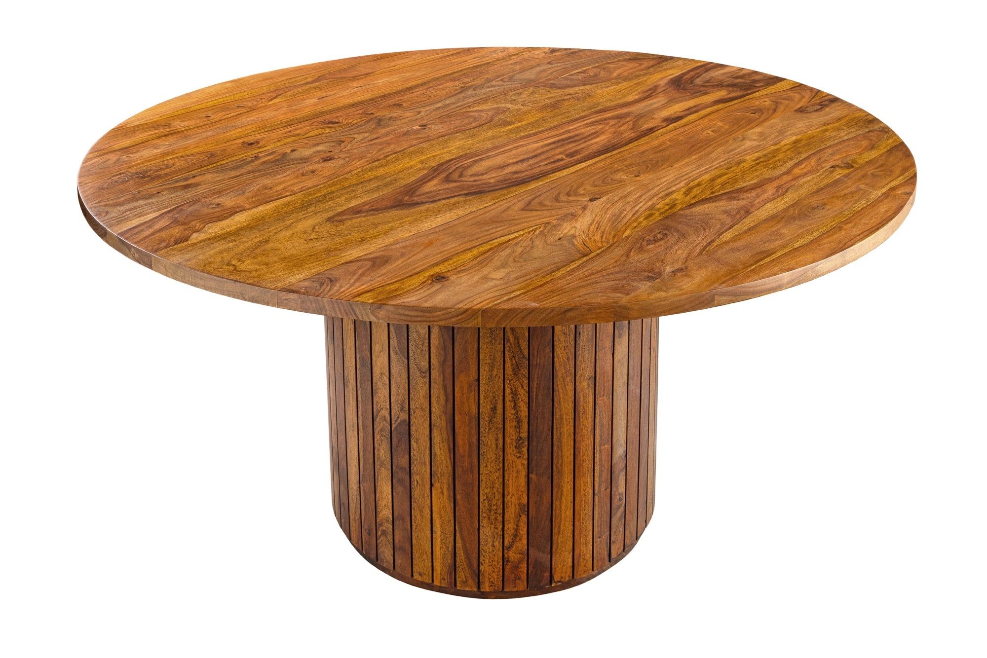 Ronde eettafel van sheeshamhout met bruine steenafwerking – Ø 140 cm | Invicta Interior