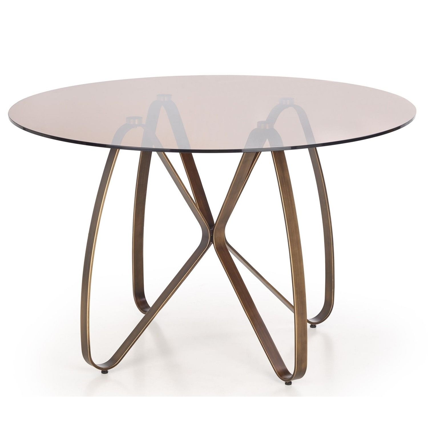 Ronde glazen eettafel Lungo 120 cm – Stijlvol bruigoud design voor moderne eetruimtes