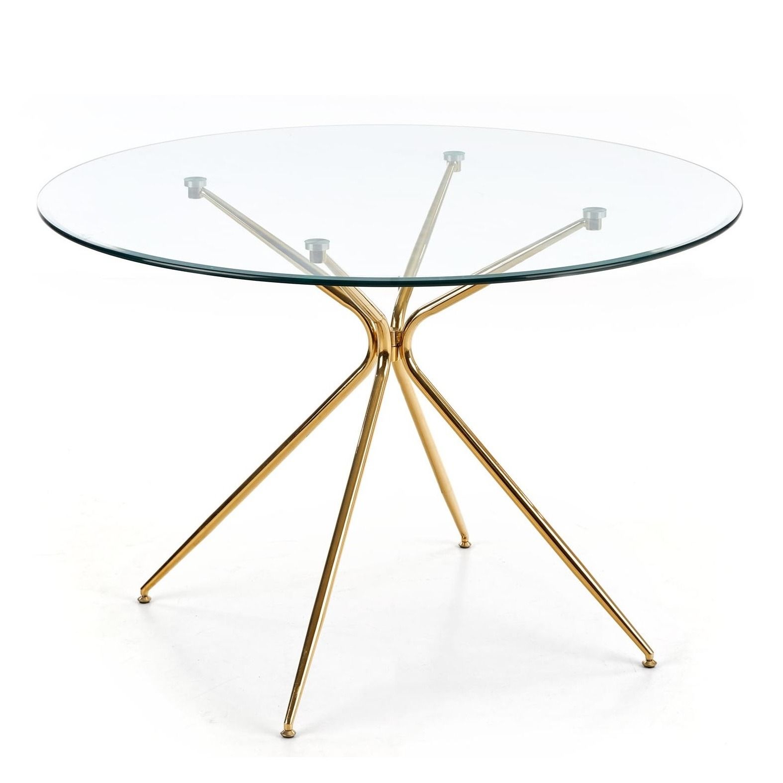 Ronde glazen eettafel Rondo – Elegante 110 cm tafel met gouden onderstel
