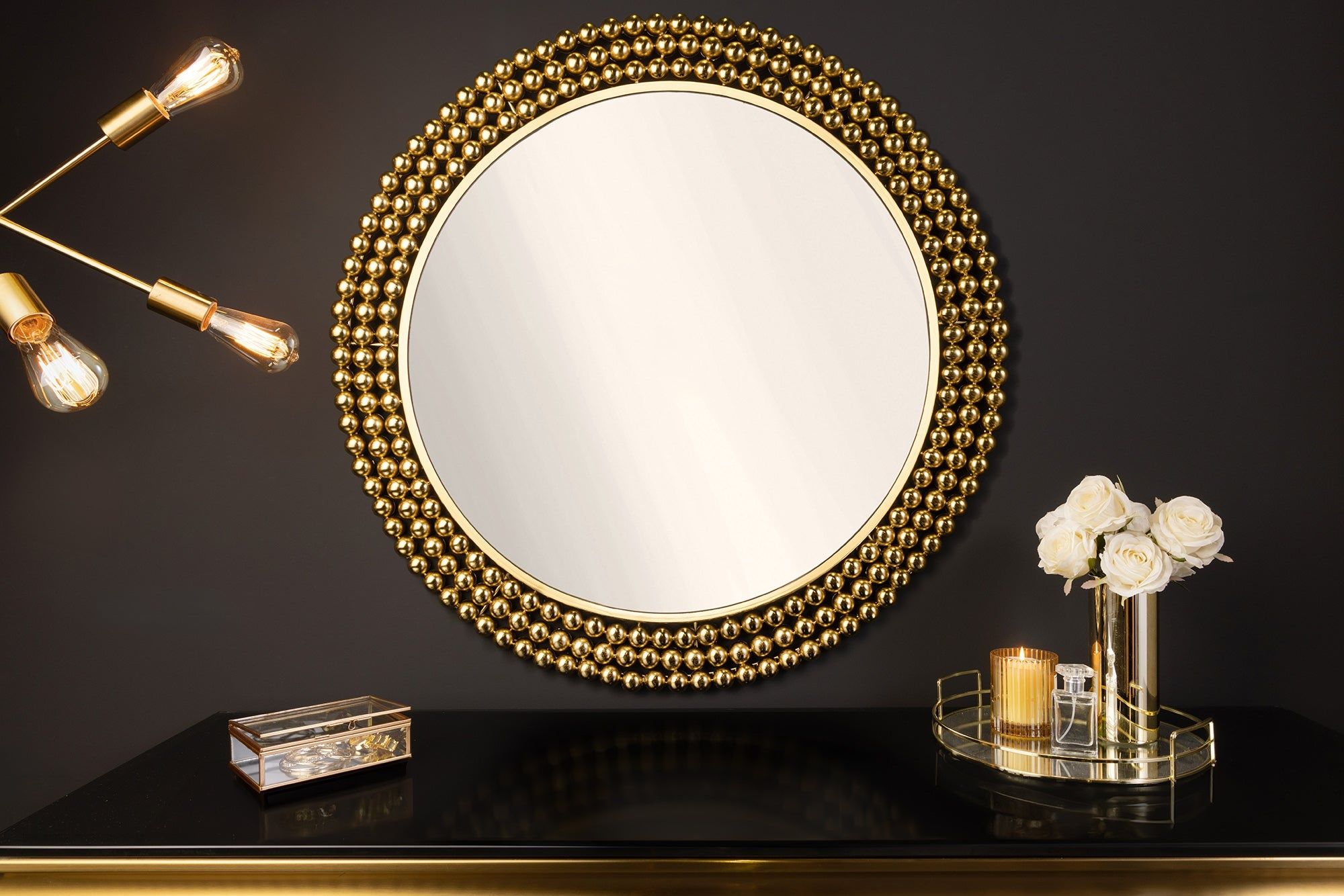 Ronde gouden wandspiegel 75 cm – stijlvolle reflectie van Invicta Interior