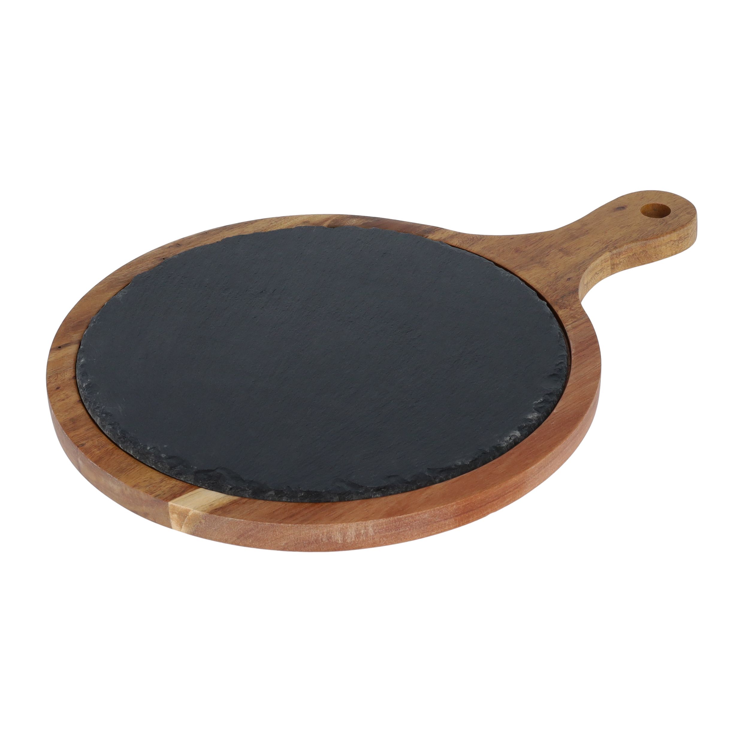 Ronde Krumble Borrelplank – Hout & Leisteen voor Stijlvolle Hapjes