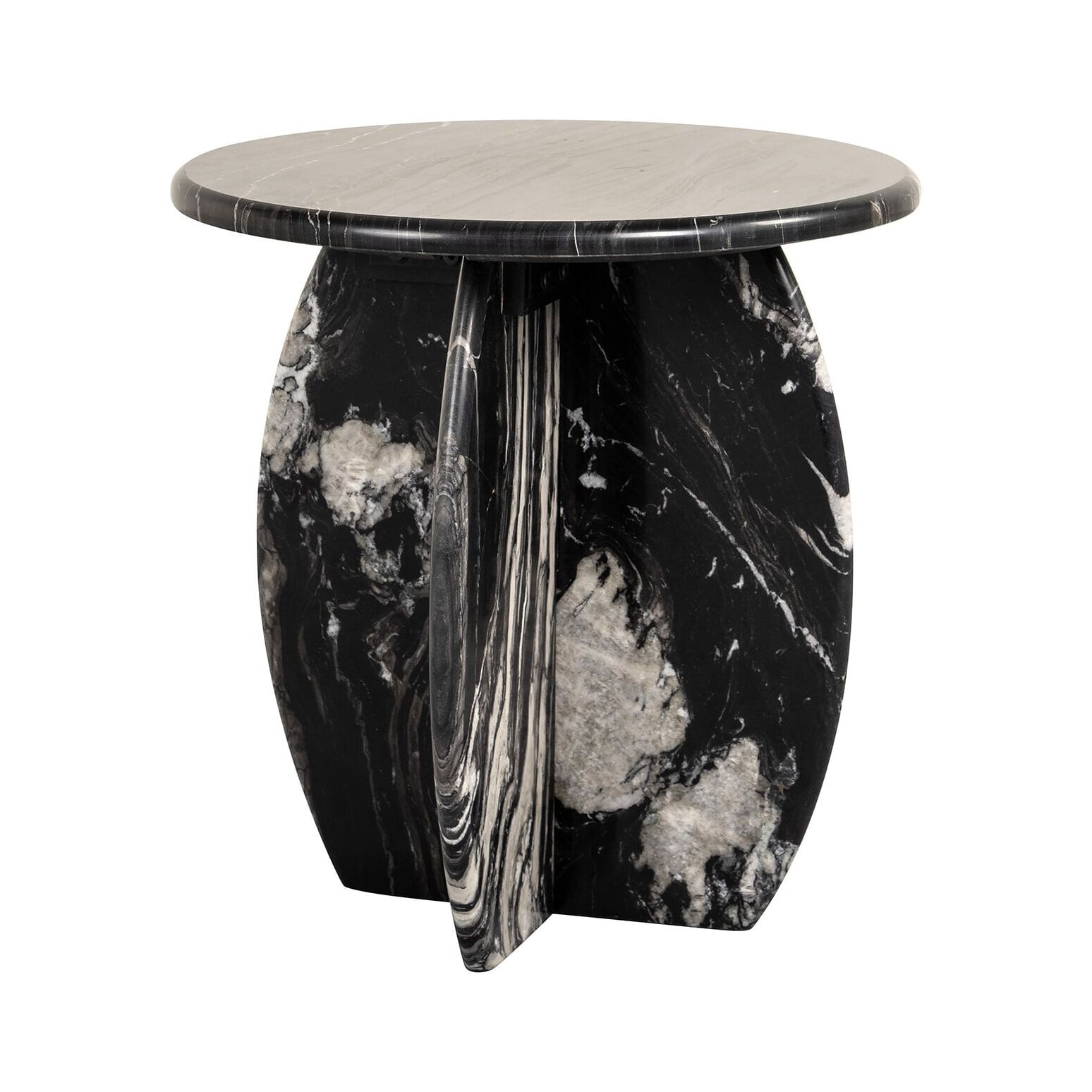 Ronde Marmeren Bijzettafel Bancroft – Tijdloze Elegantie in Zwart