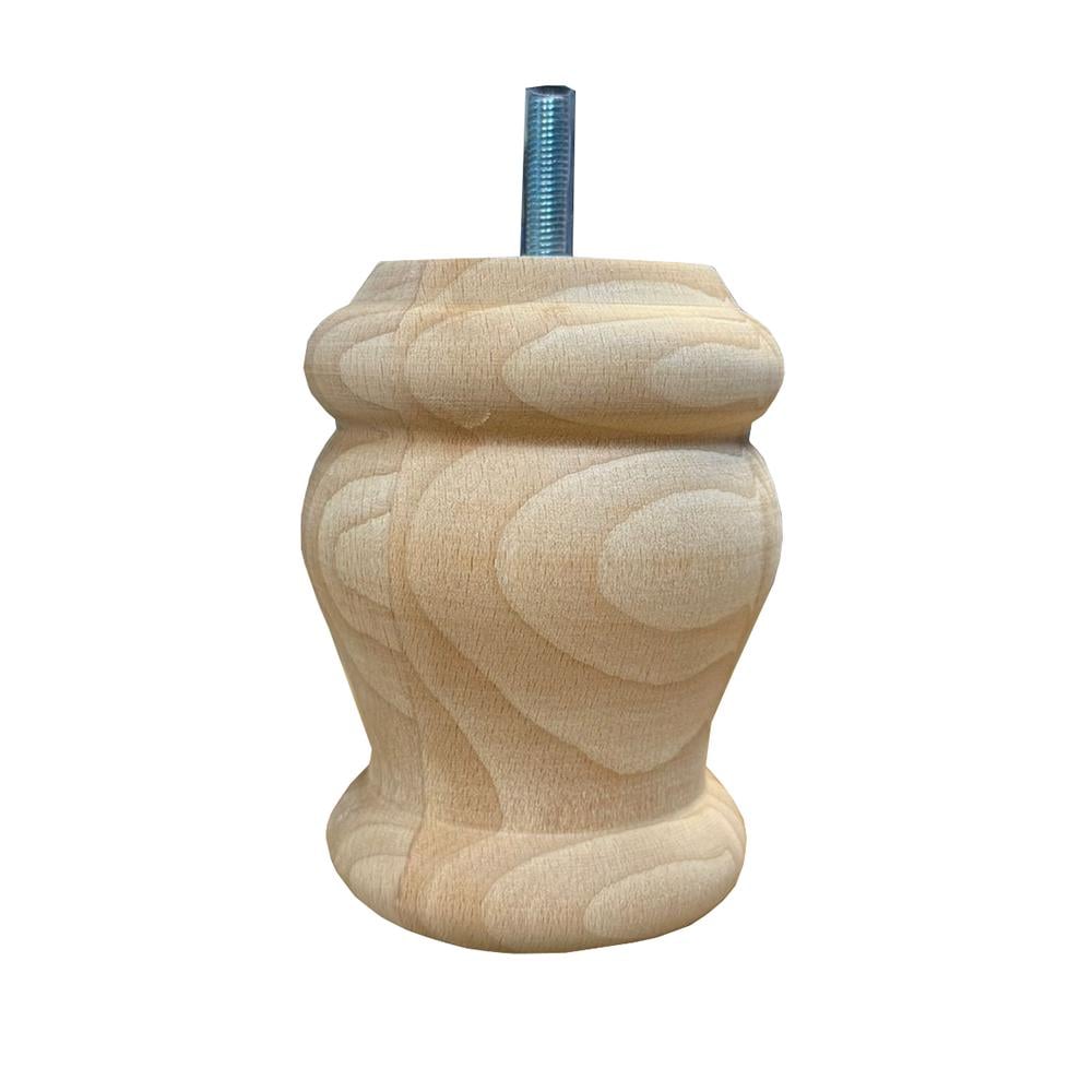 Ronde massieve houten meubelpoot Ø 9 cm – 12 cm hoog – M8 draadeind