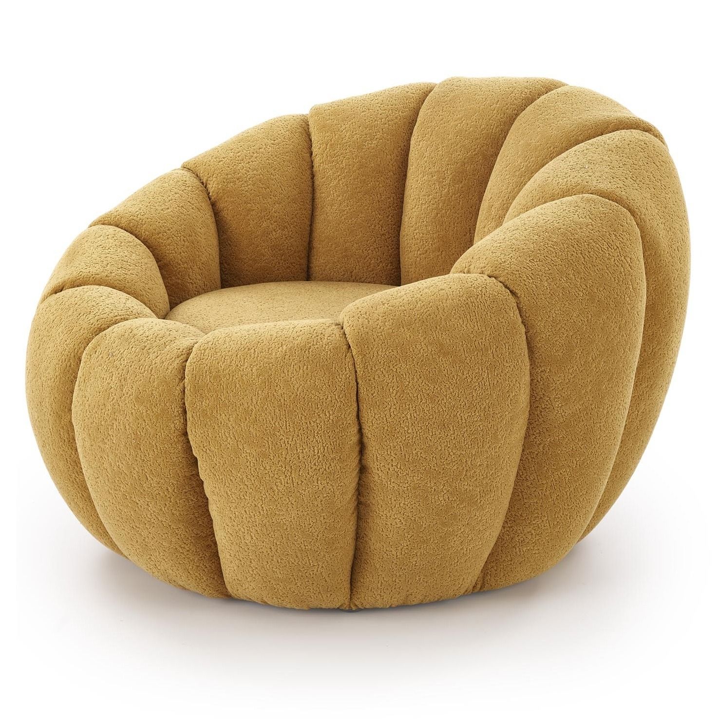 Ronde mosterdgele fauteuil Gaspar – luxe en comfort voor elke woonkamer
