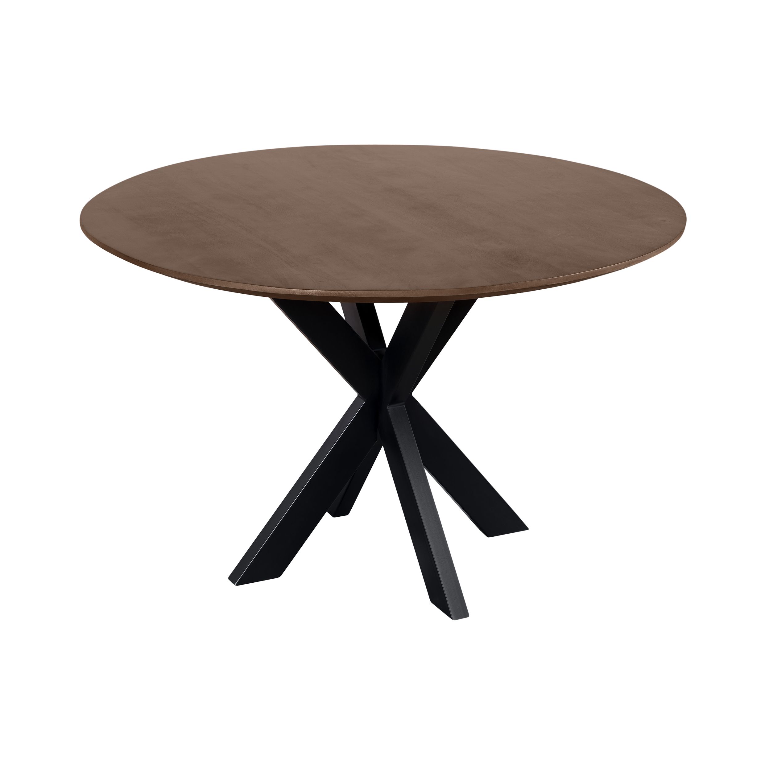Ronde QUVIO eettafel Sofia – 120 cm, FSC‑mangohout & stalen kruispoot