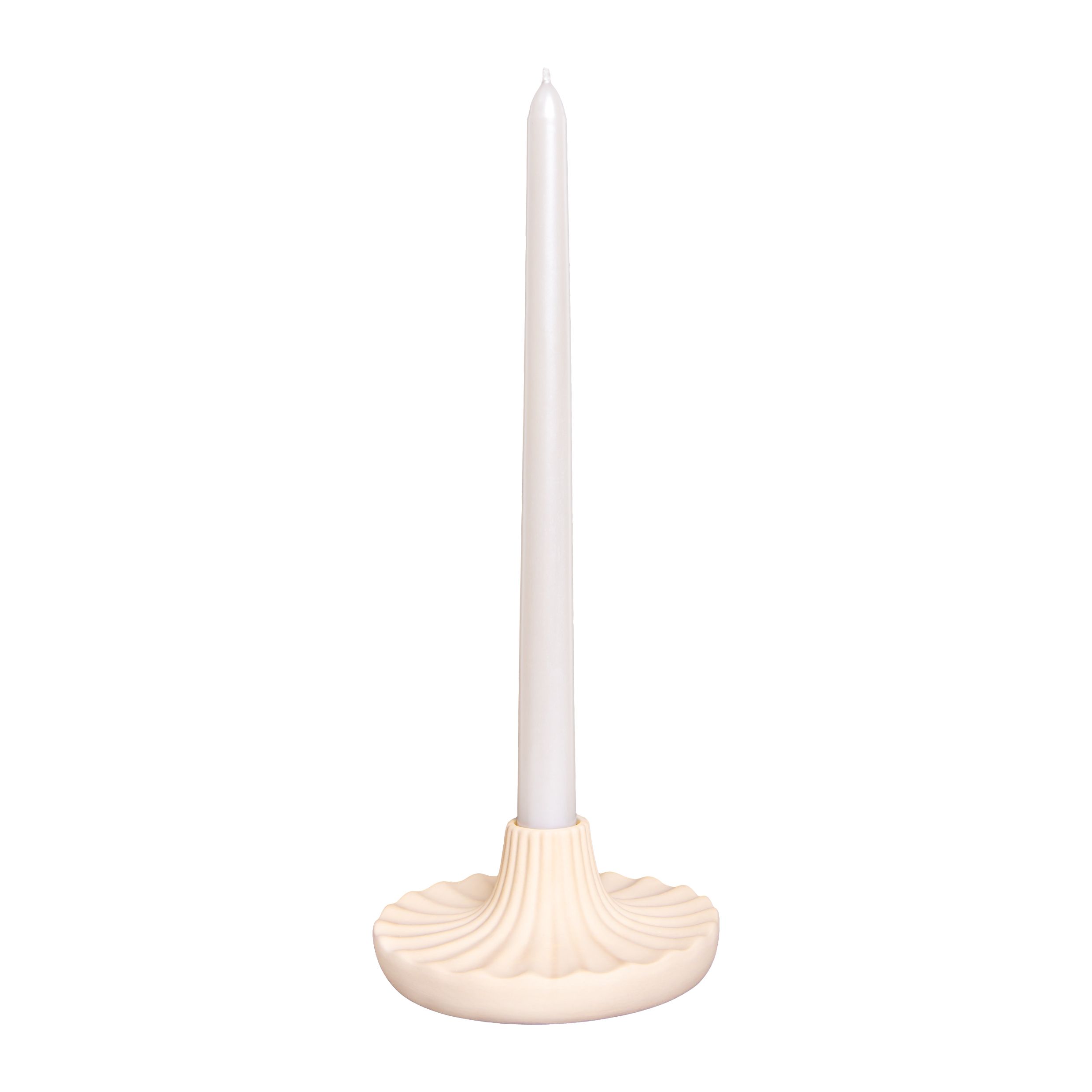 Ronde QUVIO kandelaar in wit keramiek – Elegante kaarsenhouder voor elk interieur