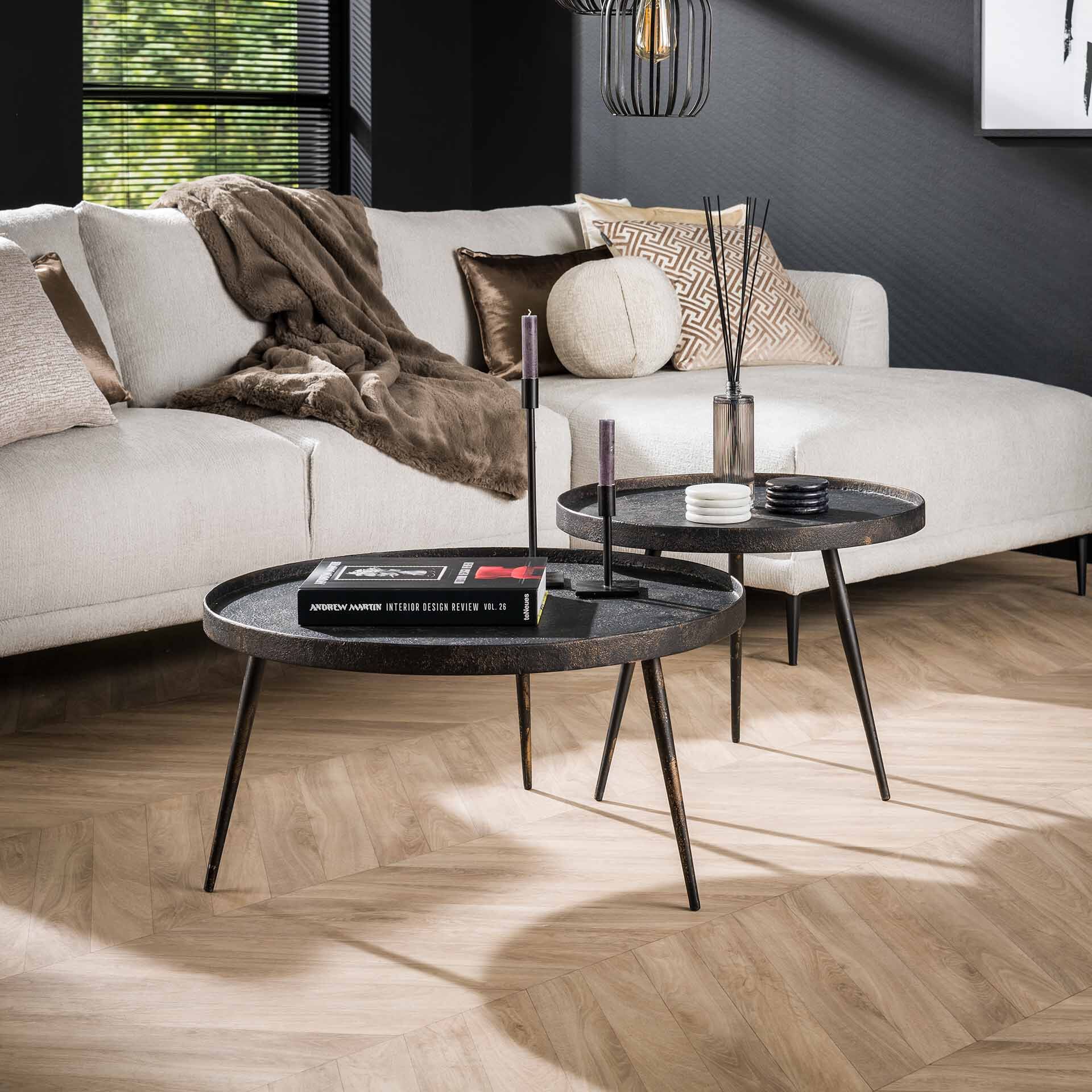 Ronde Salontafel Autumn Set – Stijlvolle Grijze Duo voor elke woonkamer