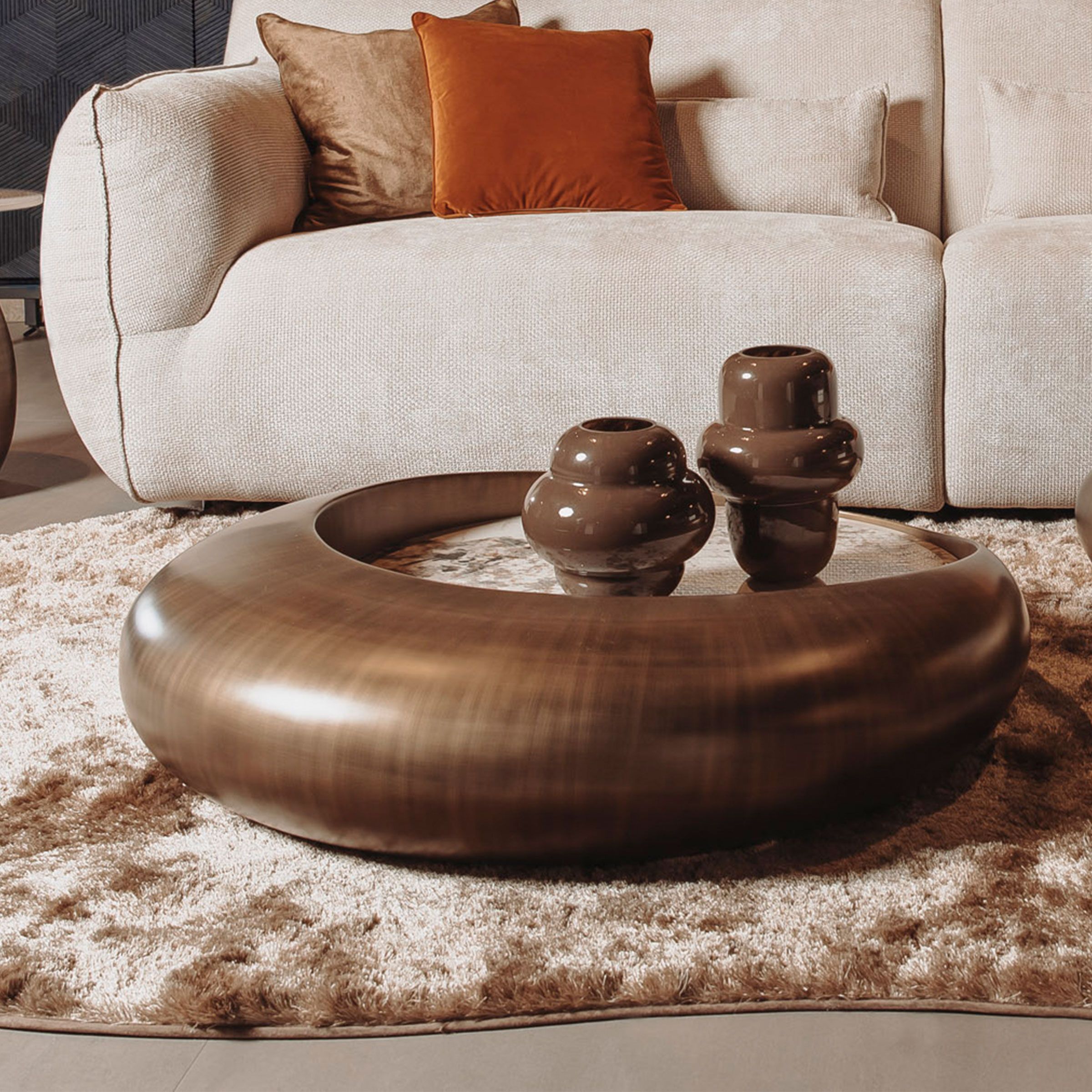 Ronde Salontafel Castello van Tower Living – Luxe Goud & Marmer‑Keramiek