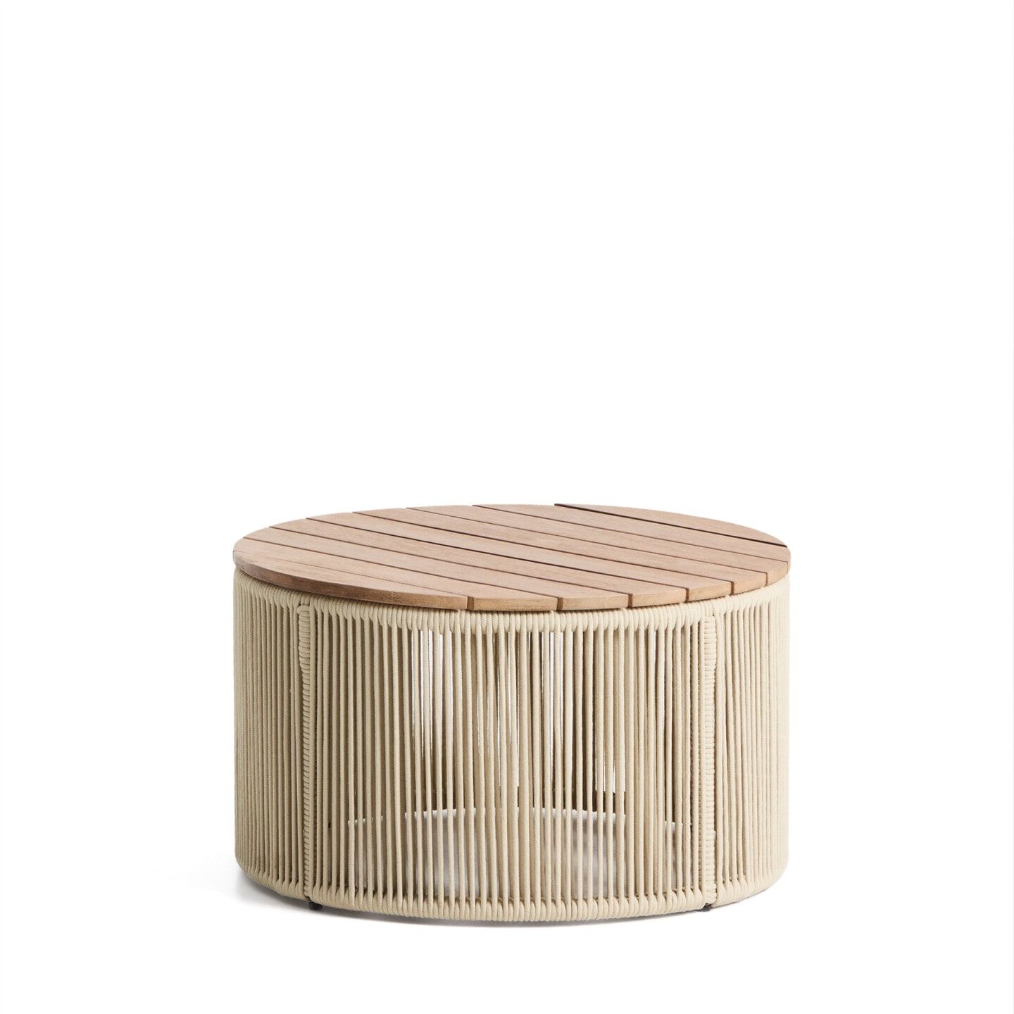 Ronde Salontafel Dandara van Kave Home – 60 cm, Acaciahout & Touw in Ecru