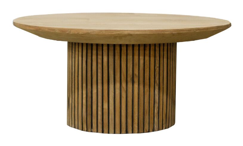 Ronde Salontafel Lausanne van Livingfurn – 80 cm, Ongelakt Teakhout (Bruin)