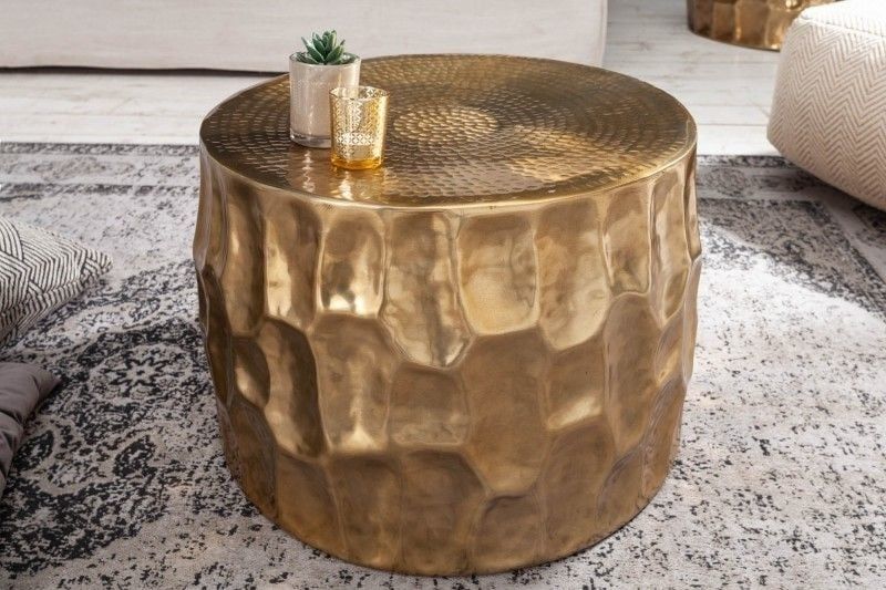 Ronde salontafel Organic Orient 55 cm – Goud metaal 3D‑design van Invicta Interior