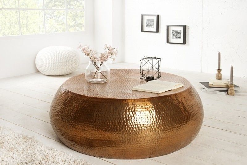 Ronde salontafel ORIENT – 80 cm handgemaakt koper‑aluminium design