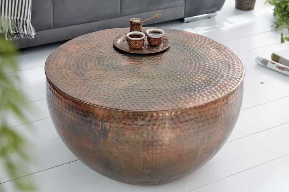 Ronde Salontafel ORIENT II – Gevlamd Koperen Design van Invicta Interior