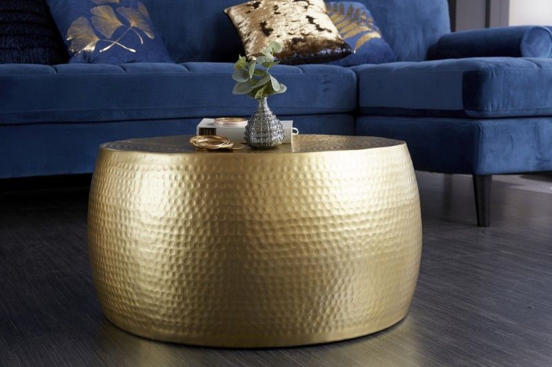 Ronde salontafel ORIENT III – 60 cm, goudkleurig metaal, handgemaakt