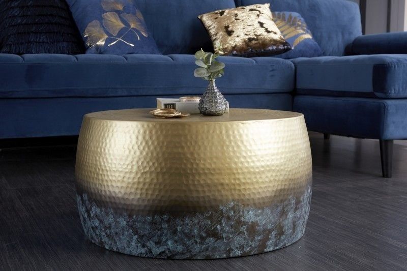 Ronde Salontafel ORIENT III – Handgemaakte Gouden Metalen Oase
