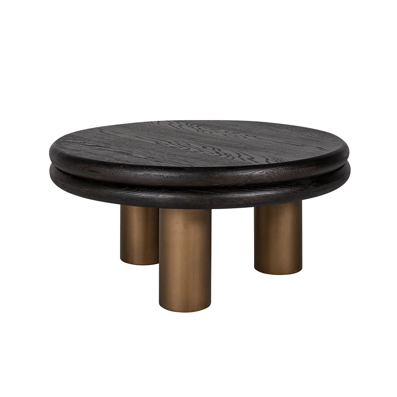 Ronde Salontafel Richmond Macaron – Eikenhout & Metaal, 80 cm, Bruin