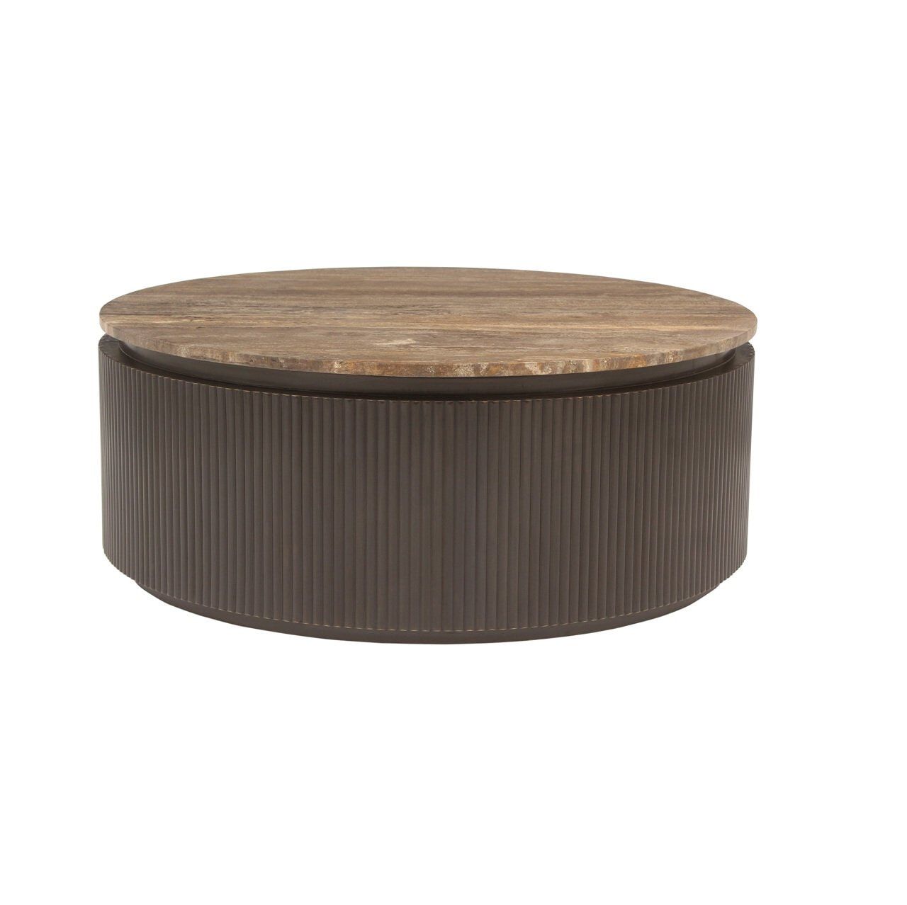 Ronde Salontafel Richmond Russo – Travertin & Messing, 90 cm