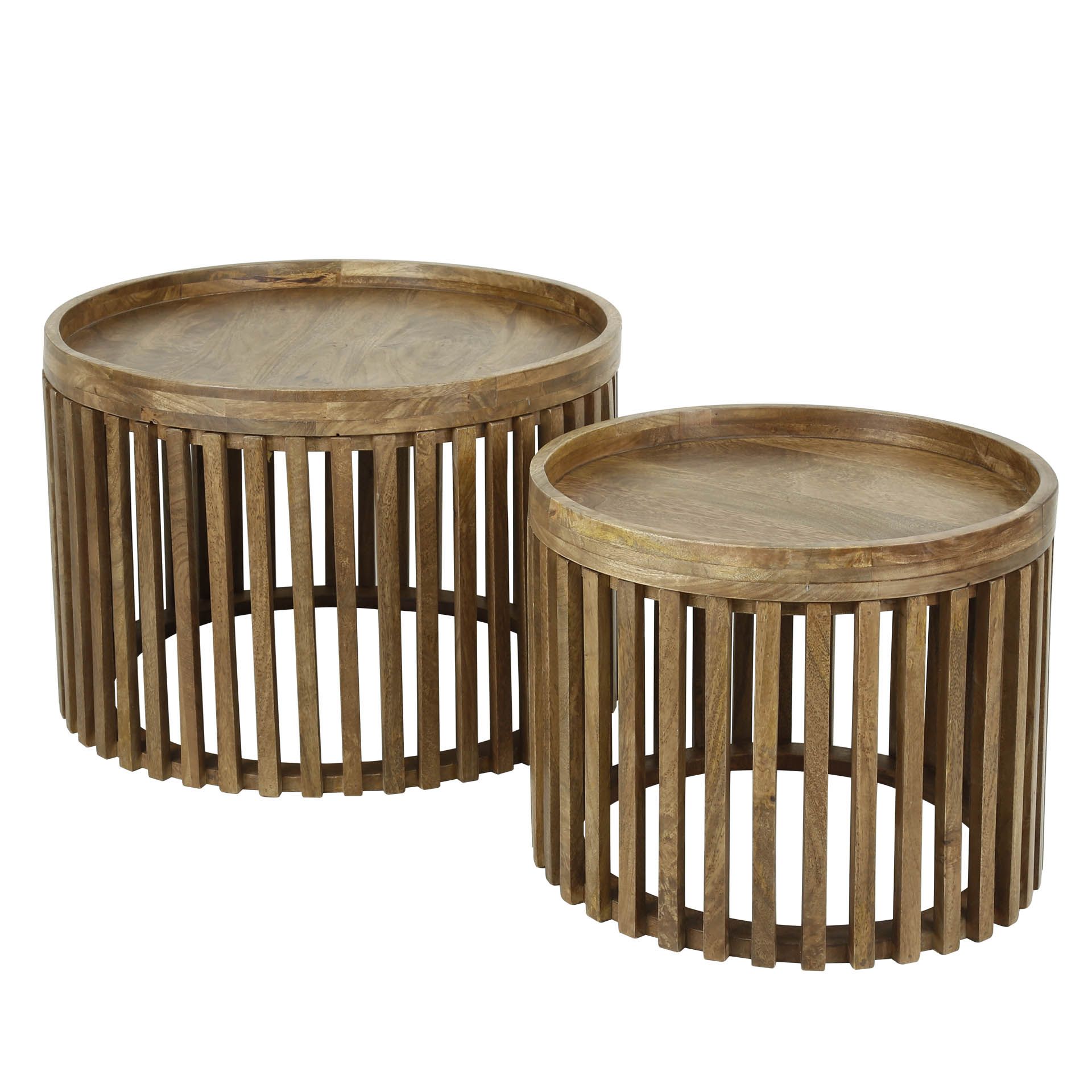 Ronde Salontafel Set van 2 – Tweak Serie, Massief Mangohout