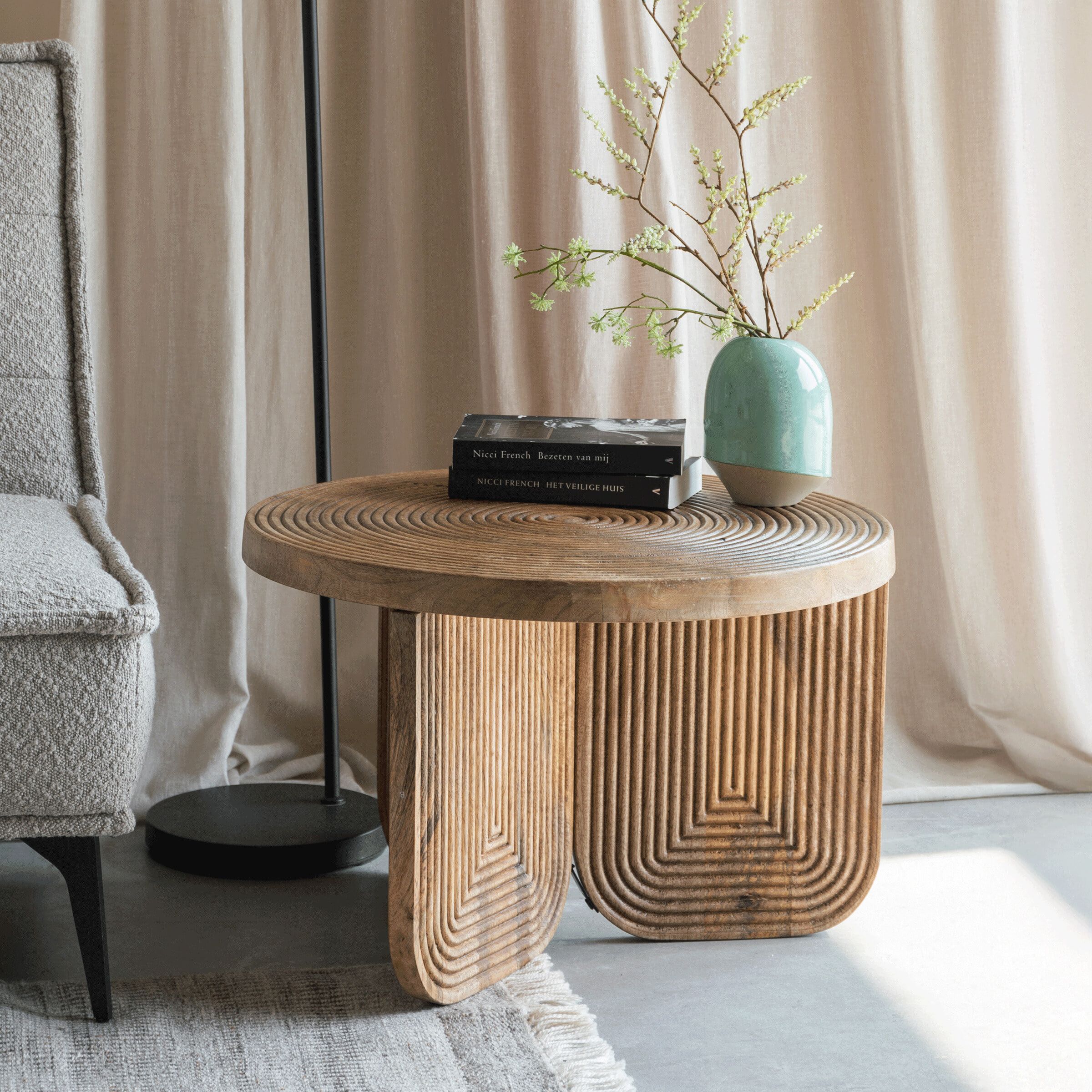 Ronde Salontafel ZILT – Strak Mangohout, 60 cm