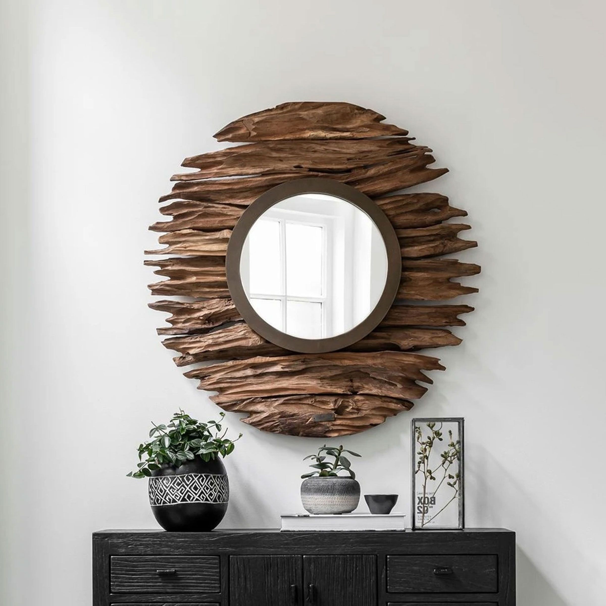 Ronde teakhouten spiegel 85 cm – Pure elegantie van MUST Living