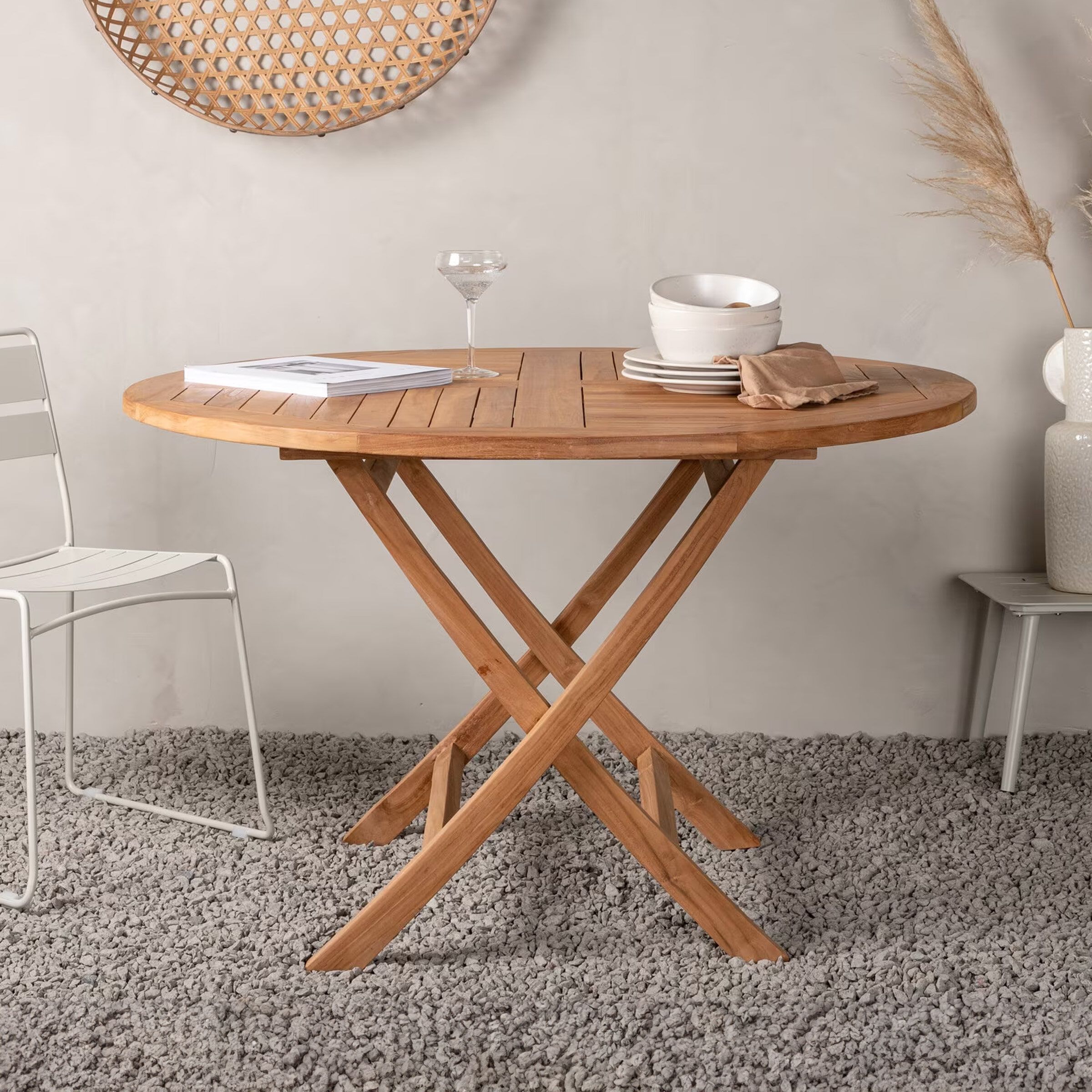 Ronde Tuintafel Amberia van Nohr – 120 cm natuurlijk teakhout